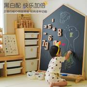 儿童磁性画板涂鸦板家用韩国版宝宝，实木小黑板支架式壁挂双面落地