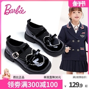 芭比童鞋女童黑色皮鞋2024春季女孩演出鞋，儿童公主鞋女童单鞋