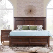 美式乡村轻奢实木双人1.8米床卧室简约家具大床带抽屉1.5米实木床