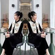 新中式国风套装女马甲棉服深冬装搭配一整套上衣高级感裙子三件套