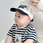 一岁男宝宝帽子夏季婴幼儿童棒球帽卡通鸭舌凉帽遮阳太阳网帽透气