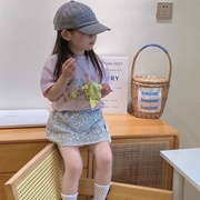 2024儿童圆领韩版卡通印花T恤女童洋气可爱卡通女童短袖上衣