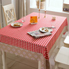 纯棉红色格子桌布欧式田园长方形布艺，盖布135方形，台布茶几布厚实(布厚实)