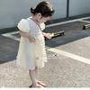 女童小香风公主裙夏季甜美粉色，白色立体礼服，连衣裙儿童洋气短袖裙