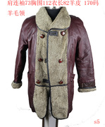 羊毛领大衣男女同，款真皮皮衣羊皮夹克外套，时尚休闲冬季古着