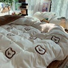 ins卡通小熊床上用品四件套床单，被罩被套学生单人，宿舍三件套女4