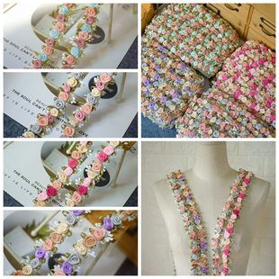 宽2.8cm手工蕾丝花朵珍珠花边辅料，diy娃衣，童装手工装饰花边材料