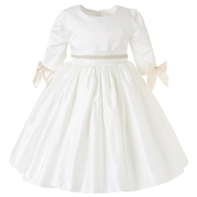 hanakimi英国高端定制宫廷，公主轻奢白色缎面，演出服装儿童婚纱礼服