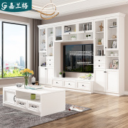 客厅电视柜书柜一体，组合墙柜多功能简约背景墙，储物柜子定制9d-218