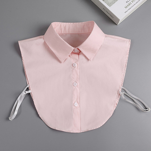粉色纯棉衬衣领假领子百搭职业女士打底衬衫，假领搭配西装衣领