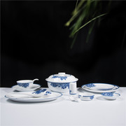景德镇青花瓷餐具套装高温白瓷56头家用餐具碗盘勺中式日用瓷