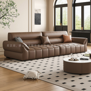布雷尔意式极简真皮沙发，现代简约头层牛皮，客厅组合小户型直排沙发