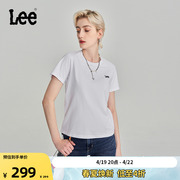 lee商场同款标准版小logo绣花白色休闲女短袖t恤lwt0067073rt-k14