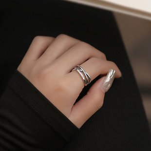 S925纯银戒指女复古多层轻奢个性食指戒 浪漫英文ins气质指环礼物