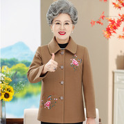 奶奶秋春款毛呢外套中老年人女装呢子上衣60岁70老人妈妈秋装衣服