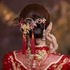 中式婚礼旗袍秀禾服古装新娘古装头饰，红色流苏套装跟装配饰品