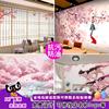 日式仿真木门3d墙纸粉色，温馨寿司店壁纸，和风榻榻米料理店背景墙布