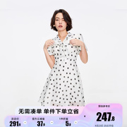 绫致ONLY2023夏季气质淑女印花收腰V领短款连衣裙女