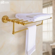 新全铜欧式金色毛巾架套装复古浴巾架卫浴五金浴室挂件置物架
