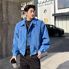 克莱因蓝夹克男韩版颗粒感短款网红外套宽松帅气廓形高级感上衣潮
