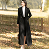 黑色双面羊绒大衣女装秋冬季高个子高端到脚踝超长款毛呢外套