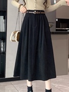 105区105.11号裙子同款黑色纯棉弹力灯芯绒一米价1.4米宽