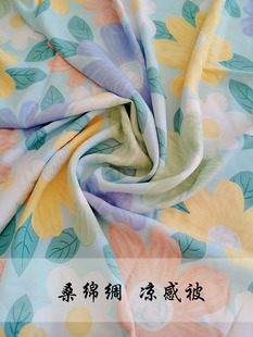 桑棉绸夏凉被夹被超冷感被人造棉被子空调被绵绸布夏季被单薄纯棉