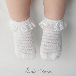 KIDSCLARA韩国婴儿短袜夏季百搭超薄0-4岁女宝宝公主蕾丝花边袜子
