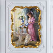 77x103简约宫廷人物肖像公主，纯手绘油画，玄关画卧室美式现代轻法式