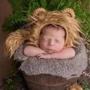 新生儿拍照帽子 毛线狮子造型婴儿帽 婴儿毛线帽子宝宝摄影帽子