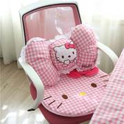卡通Kitty猫咪粉色公主风少女心麻布坐垫靠枕腰枕电脑椅椅汽车椅
