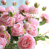 欧式西洋玫瑰3头包芯小牡丹仿真花家居装饰摆件花束婚庆假花绢花