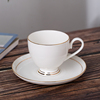 纯白骨瓷咖啡杯碟套装典雅简约咖啡器具欧式下午茶杯配咖啡勺