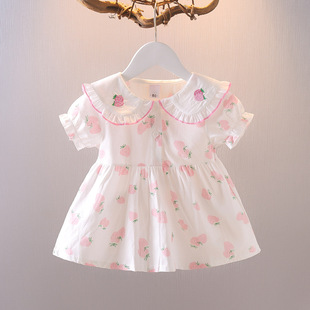 夏季韩版超萌女宝宝草莓连衣裙五6七8九个月婴儿衣服洋气网红套装