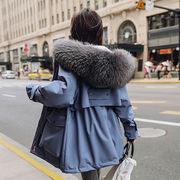 2023冬装韩版羽绒棉服女学生短款加厚显瘦大毛领大码派克服女