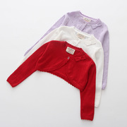 韩版夏季女童小披肩宝宝，薄款纯棉毛衣外套，儿童空调衫针织衫开衫