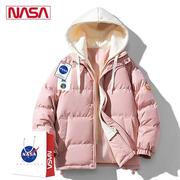 NASA联名假两件棉衣男冬季加厚保暖面包服情侣棉服青少年外套