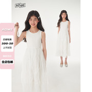 凹末appleofmyeye女童韩版收腰显瘦白色，连衣裙夏季公主背带长裙