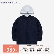 Tommy童装2023冬季儿童中长款连帽棉服男童外套中大童棉衣厚