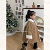 senbaby童装女童外套，冬装中小童韩系羊羔绒简约翻领长款大衣