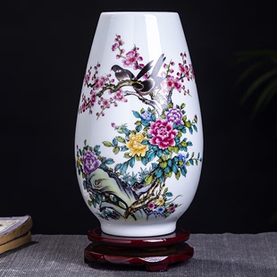 新中式景德镇陶瓷花瓶客厅，插花电视柜干花瓷器装饰品，家居饰品摆件