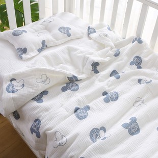 婴儿被子纯棉春秋可水洗，新生儿床品三件套儿童，宝宝纱布被四季通用
