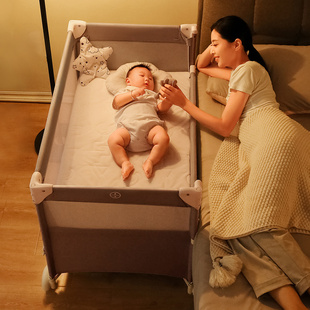 coolbaby折叠婴儿床新生儿可移动拼接大床便携式多功能摇篮宝宝床