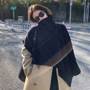 韩国2022舒适高领披肩女冬季外搭针织不规则斗篷加厚大衣围巾