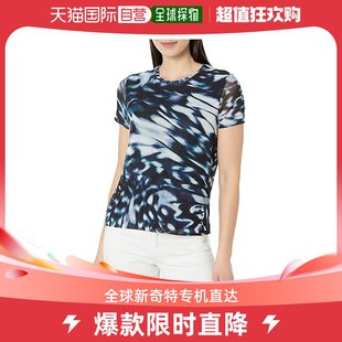 香港直邮潮奢calvinklein女士，印花网纱短袖，t恤衬衫