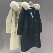可路莎205614冬季派克服兔毛，内胆可拆卸大毛领皮草大衣女