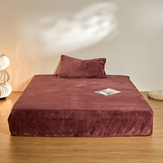 简约纯色加绒加厚牛奶绒单件床单1.8床双人床笠床垫罩1.5席梦