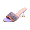 跟高7cm夏季水钻凉鞋女2024紫色，高端品质时尚名媛凉鞋女鞋