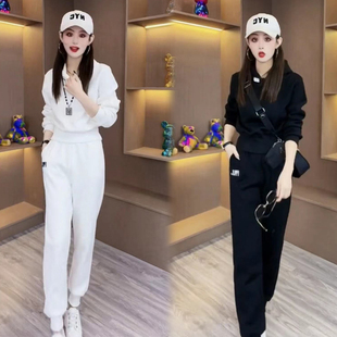 2023春秋韩版时尚休闲运动套装，女连帽卫衣小脚裤两件套一整套