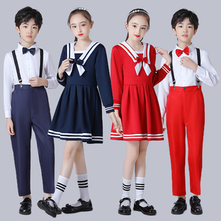 幼儿园园服男女儿童校服学院风小学生夏季班服套装合唱表演服